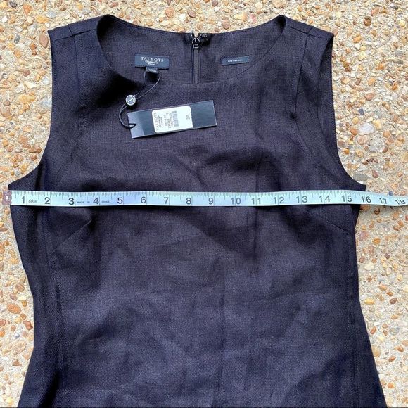 NWT Talbots Pure Irish Linen Shift Black Dress Size 2P - Picture 4 of 9